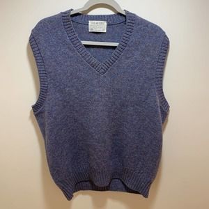 The Moors Blue Sweater Vest Mens Large Pure 100% Shetland Wool V-Neck Lord Jeff
